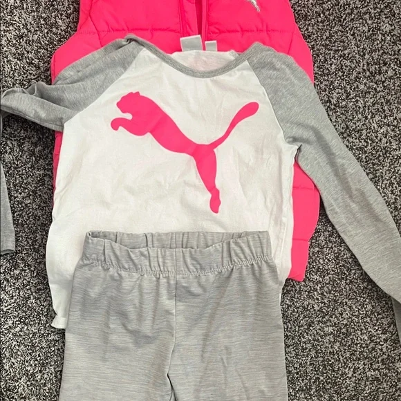 Puma Kids Pajama Set - White, Gray, and Pink - Picture 3 of 5